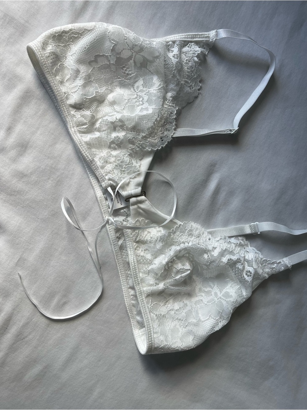 Delicate Lace Triangle Bralette in White